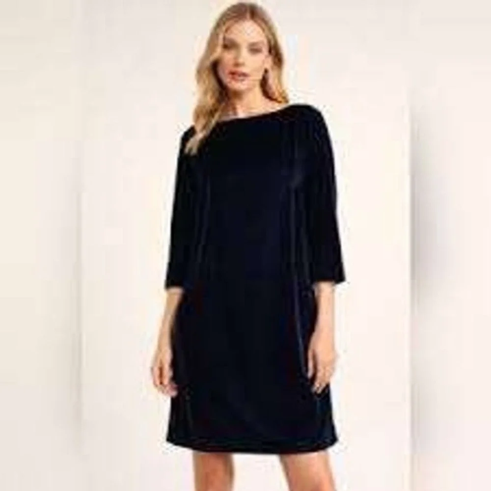 Banana Republic Shift Dress Womens 2 Navy Blue Velvet Boat Neck Holiday Elegant